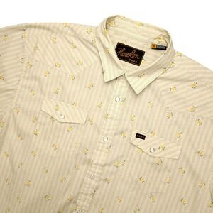 Howler Bros Shirt Mens XL Beige Floral Short Sleeve Snap Button Western Casual